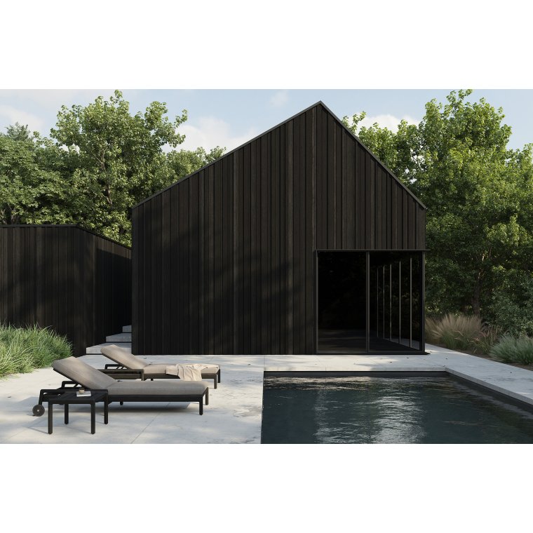 Teak Jack justerbar liggestol sort - Udend�rs