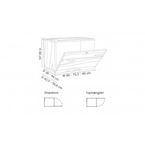 K1 skab tr - med drop down eller tophngt lge