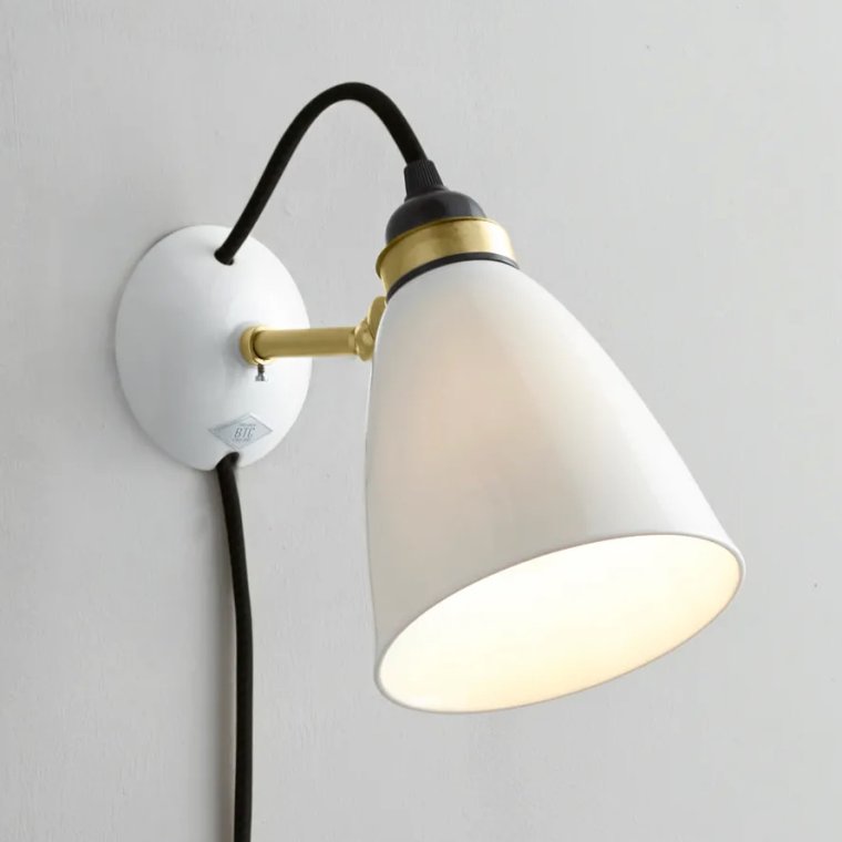 Hector 30 Vglampe m. ledning og afbryder - messing