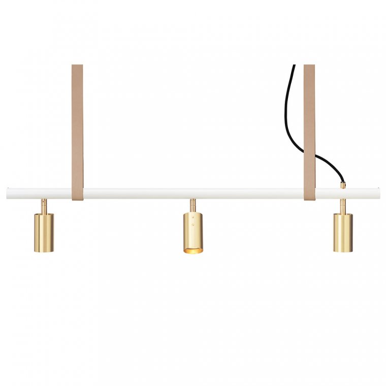Long John Lampe 3-7 Spots - Hvid/Messing 3 spots - L 100 cm Wireophæng 