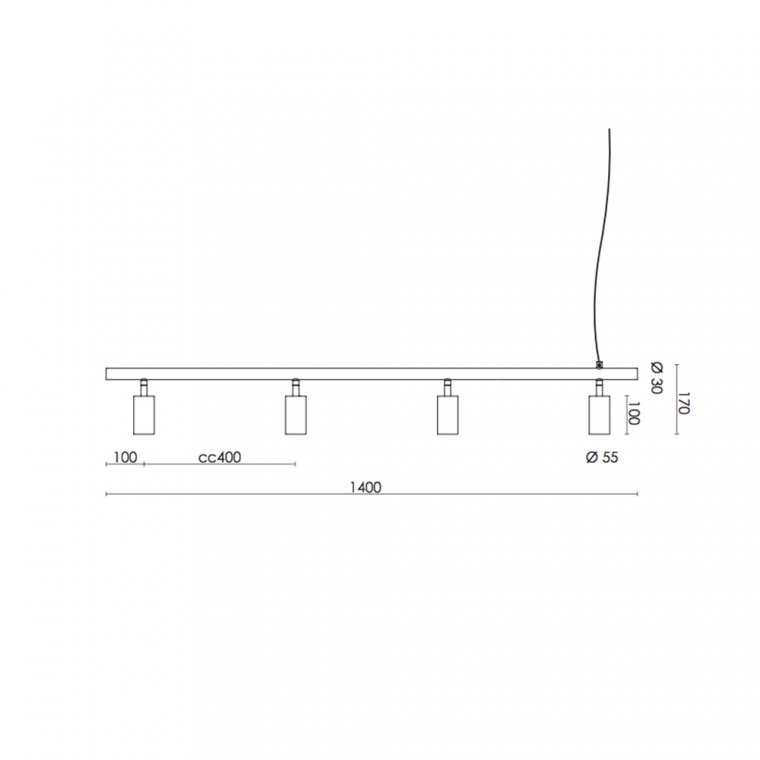 Long John Lampe 3-7 Spots - Sort/Stl