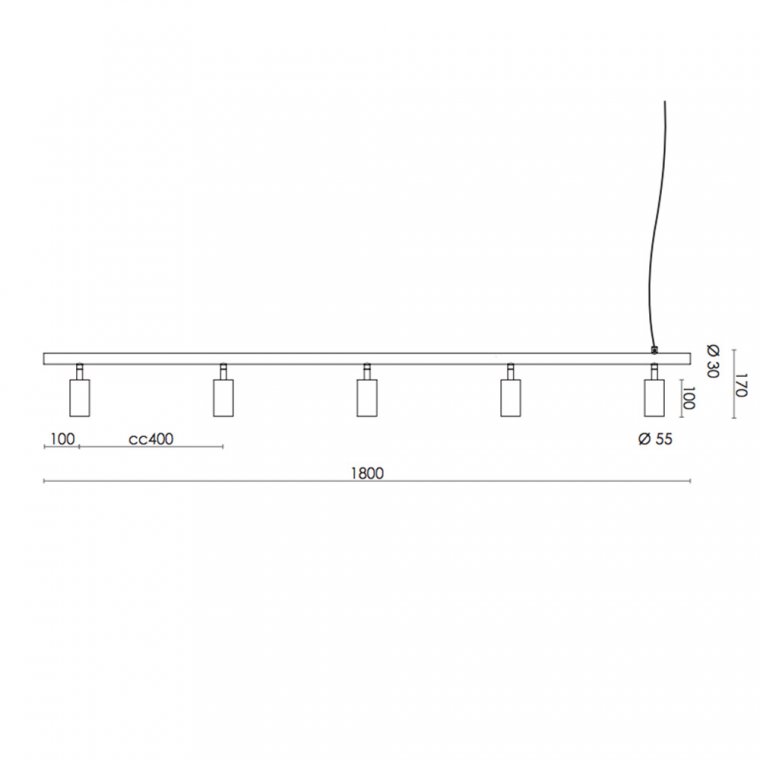 Long John Lampe 3-7 Spots - Sort/Stl