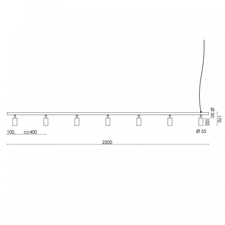 Long John Lampe 3-7 Spots - Sort